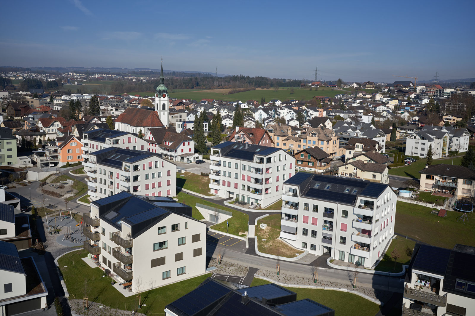 Emmenegger Architektur & Baumanagement Referenz Architektur-Fotografie Inwil Überbauung Mehrfamilienhäuser MARCOLEU